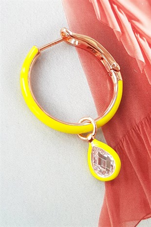 TEKLİ ORTA TEK DAMLA SARI MİNE İTHAL GÜMÜŞ KÜPE