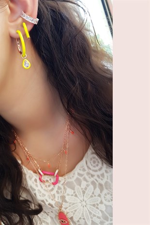 TEKLİ ORTA TEK DAMLA SARI MİNE İTHAL GÜMÜŞ KÜPE