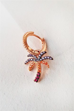 TEKLİ PALM RENKLİ İTHAL GÜMÜŞ KÜPE