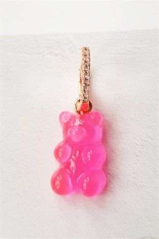 TEKLİ PEMBE JELİBON GÜMÜŞ KÜPE