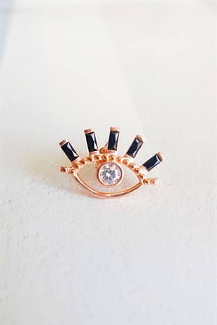 TEKLİ ŞANS GÖZÜ GÜMÜŞ ROSE KÜPE