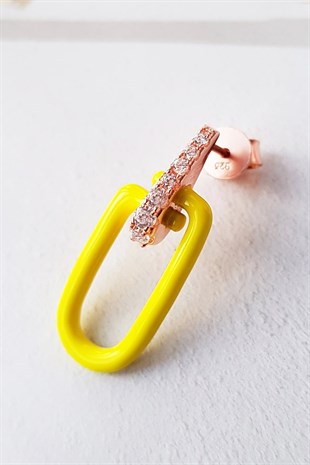 TEKLİ  SARI MİNE BOMBELİ ZERO GÜMÜŞ KÜPE