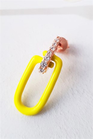 TEKLİ  SARI MİNE BOMBELİ ZERO GÜMÜŞ KÜPE