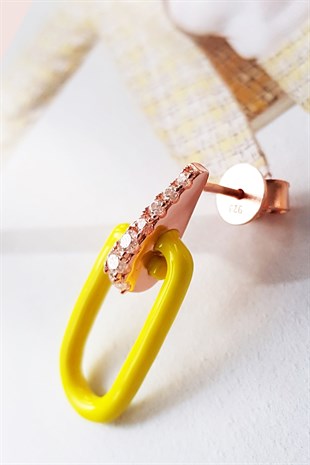 TEKLİ  SARI MİNE BOMBELİ ZERO GÜMÜŞ KÜPE