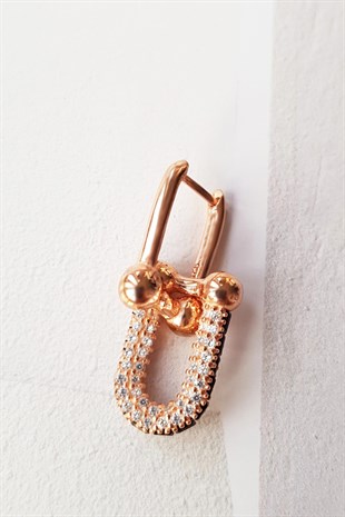 TEKLİ SİYAH TİFF TAŞLI ROSE GÜMÜŞ KÜPE