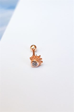 Tekli, Tek Taş Star Gümüş Piercing Küpe