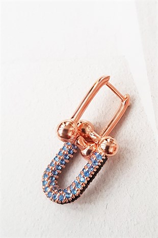 TEKLİ TİFF AQUA SİYAH TAŞLI ROSE GÜMÜŞ KÜPE