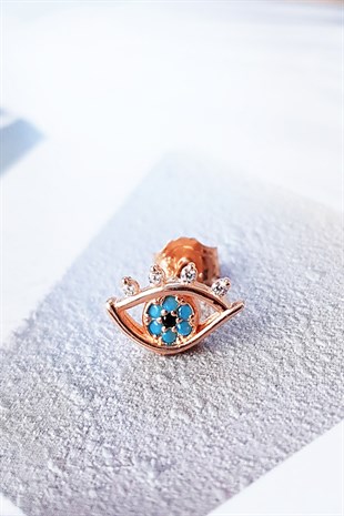 TEKLİ TURKUAZ GÖZ GÜMÜŞ KÜPE