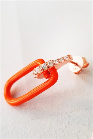 TEKLİ TURUNCU MİNE BOMBELİ ZERO GÜMÜŞ KÜPE