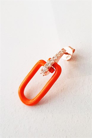 TEKLİ TURUNCU MİNE BOMBELİ ZERO GÜMÜŞ KÜPE