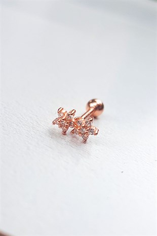 Tekli, Twin Star Gümüş Piercing Küpe