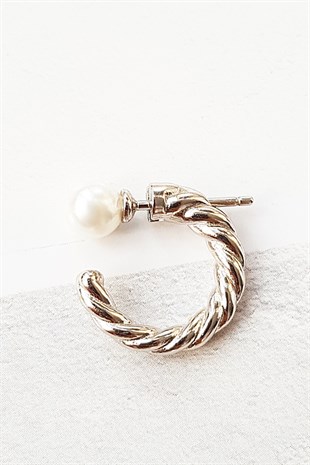 TEKLİ VİDALI İNCİ GÜMÜŞ KÜPE