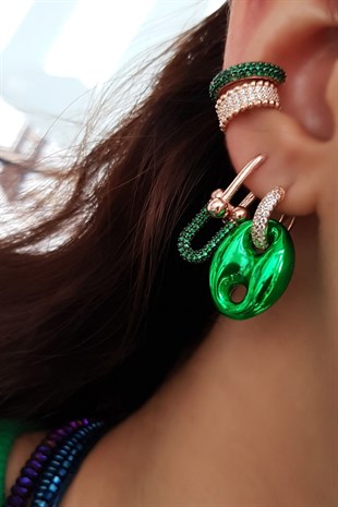 TEKLİ X GREEN LOVE SHİNE GÜMÜŞ KÜPE