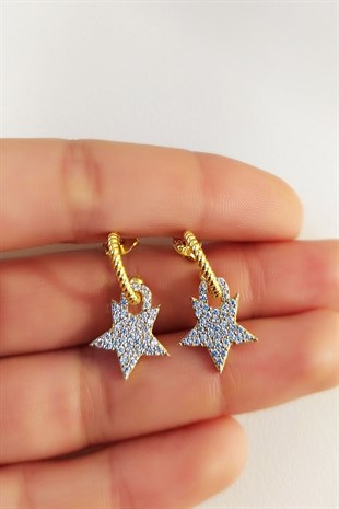 Tekli Yıldız Lyly Taşlı Gümüş Küpe