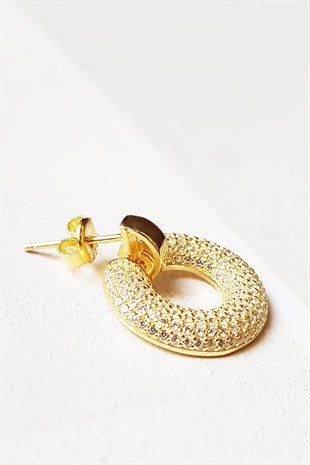 TEKLİ YUVARLAK TAŞLI GÜMÜŞ KÜPE