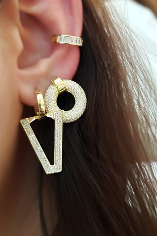 TEKLİ YUVARLAK TAŞLI GÜMÜŞ KÜPE