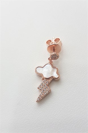 TEKLİ ZİRKON TAŞLI ŞİMŞEK VE SEDEFLİ BULUT GÜMÜŞ KÜPE