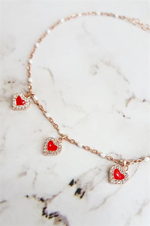Silver Bracelet with Three Heart Details