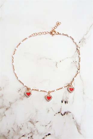 Silver Bracelet with Three Heart Details