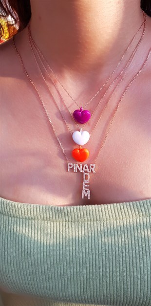 VİŞNE KALPLİ GÜMÜŞ KOLYE