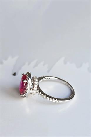 YAKUT RUBY OVAL GÜMÜŞ YÜZÜK