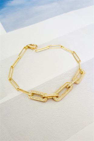 CHAIN CHAIN ZIRCON STONE SILVER BRACELET