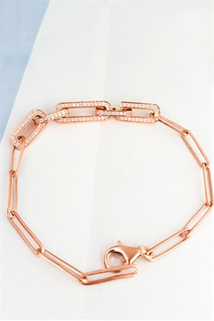 CHAIN CHAIN ZIRCON STONE SILVER BRACELET