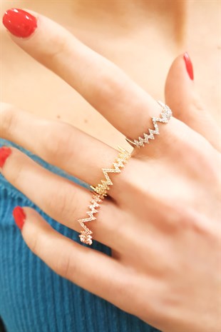 Zircon Taşlı Kalp Ritmi Gümüş Yüzük