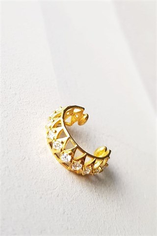 ZIRCON STONE CAGE MODEL SILVER EARCUFF