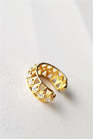 ZIRCON STONE CAGE MODEL SILVER EARCUFF