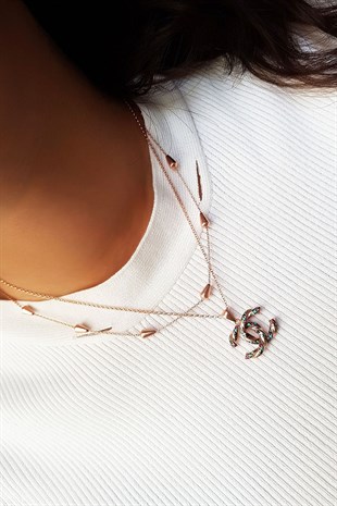 Zirkon Taşlı Marka Gümüş Kolye