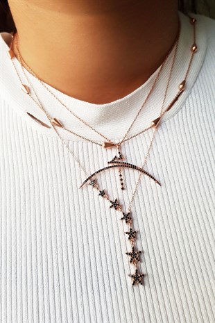 Zirkon Taşlı Tasarım Gümüş Kolye