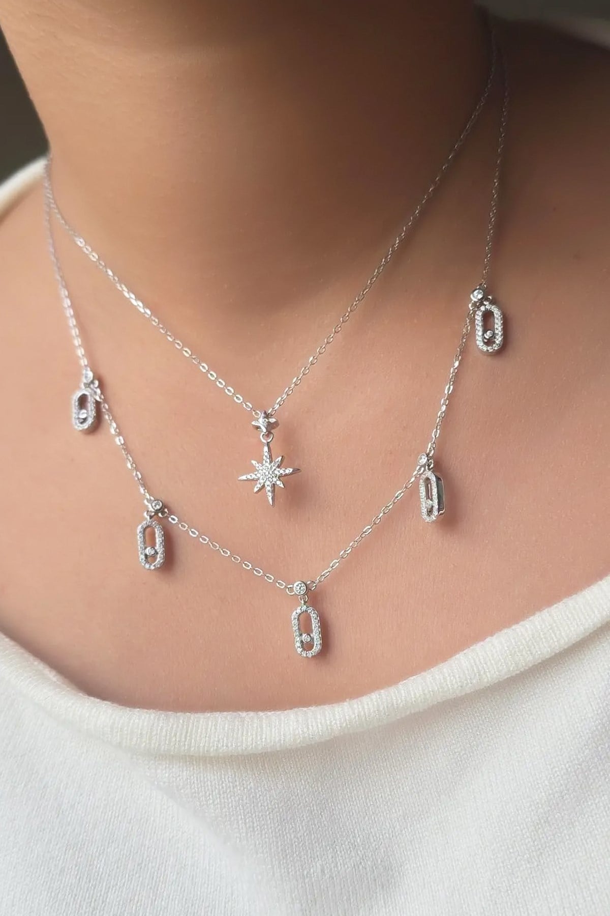 5 Lİ OVAL TAŞLI MS GÜMÜŞ KOLYE