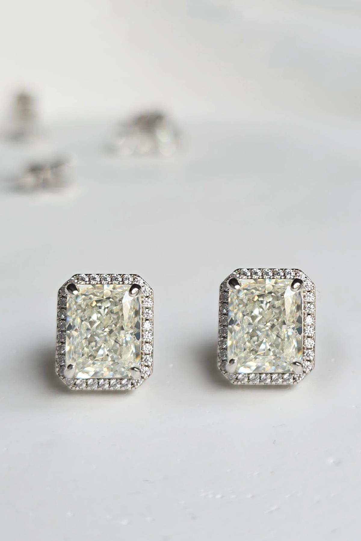 ÇİFT DİKDÖRTGEN MOZANİT GÜMÜŞ KÜPE