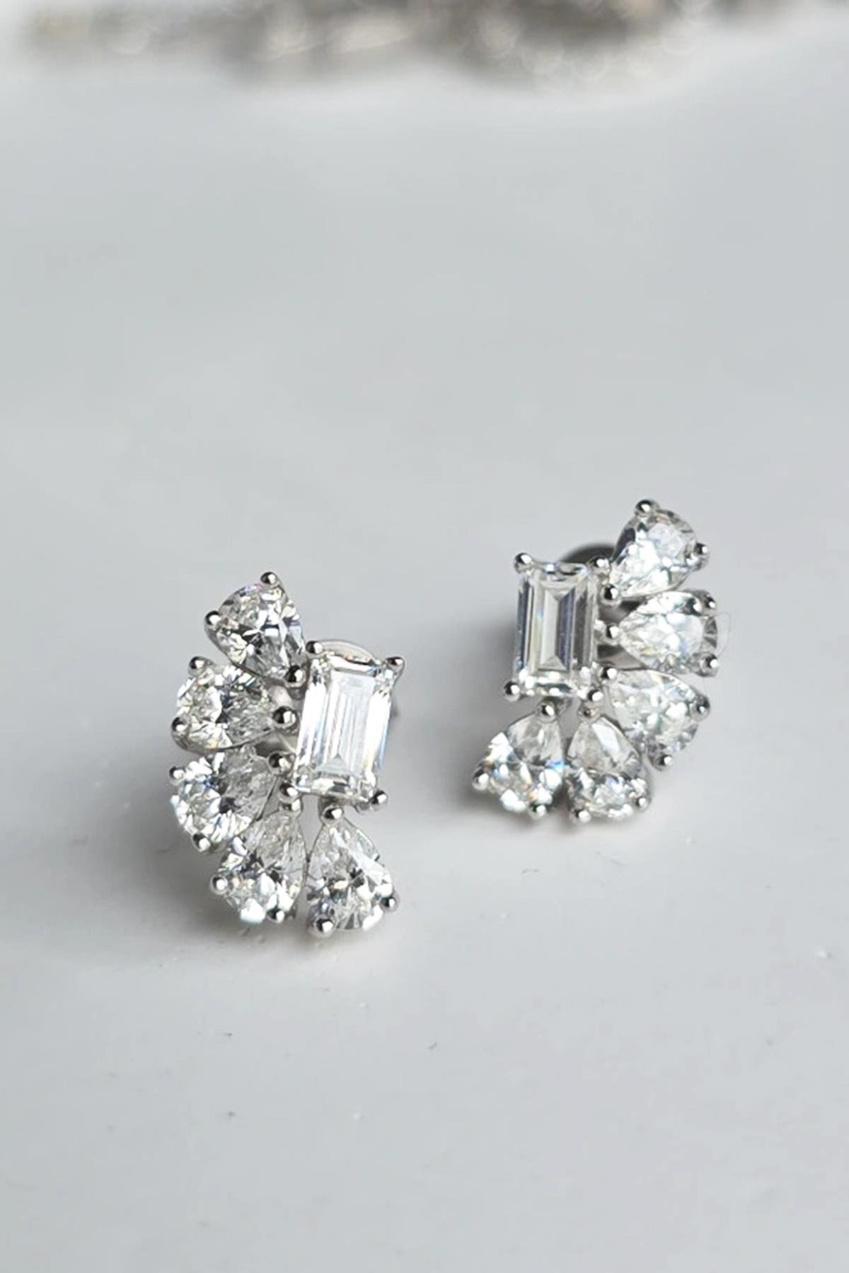 ÇİFT İTHAL MOZANİT DİKDÖRTGEN DAMLA GÜMÜŞ KÜPE