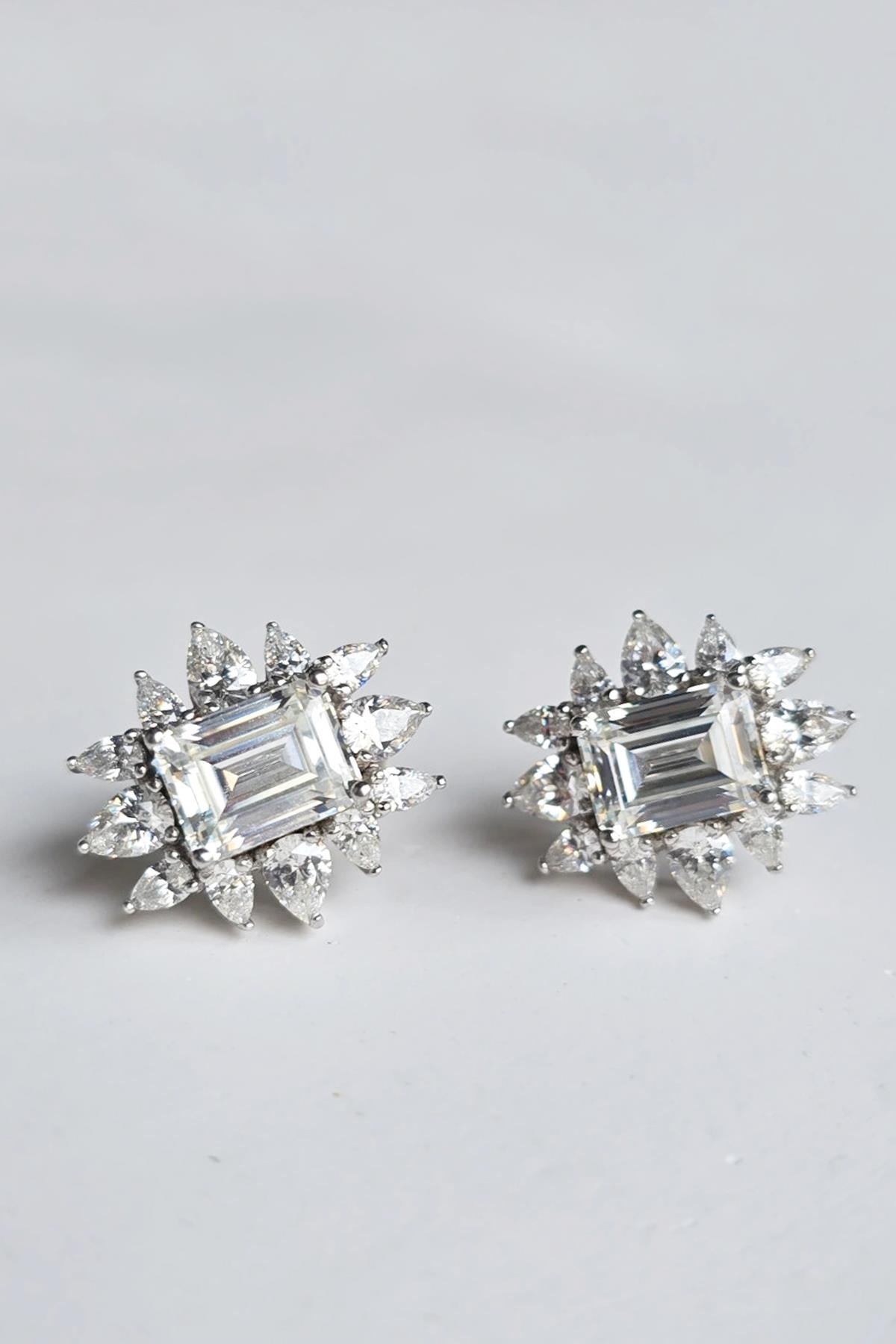 ÇİFT MOZANİT ORTA BAGET MARKİZ GÜMÜŞ KÜPE