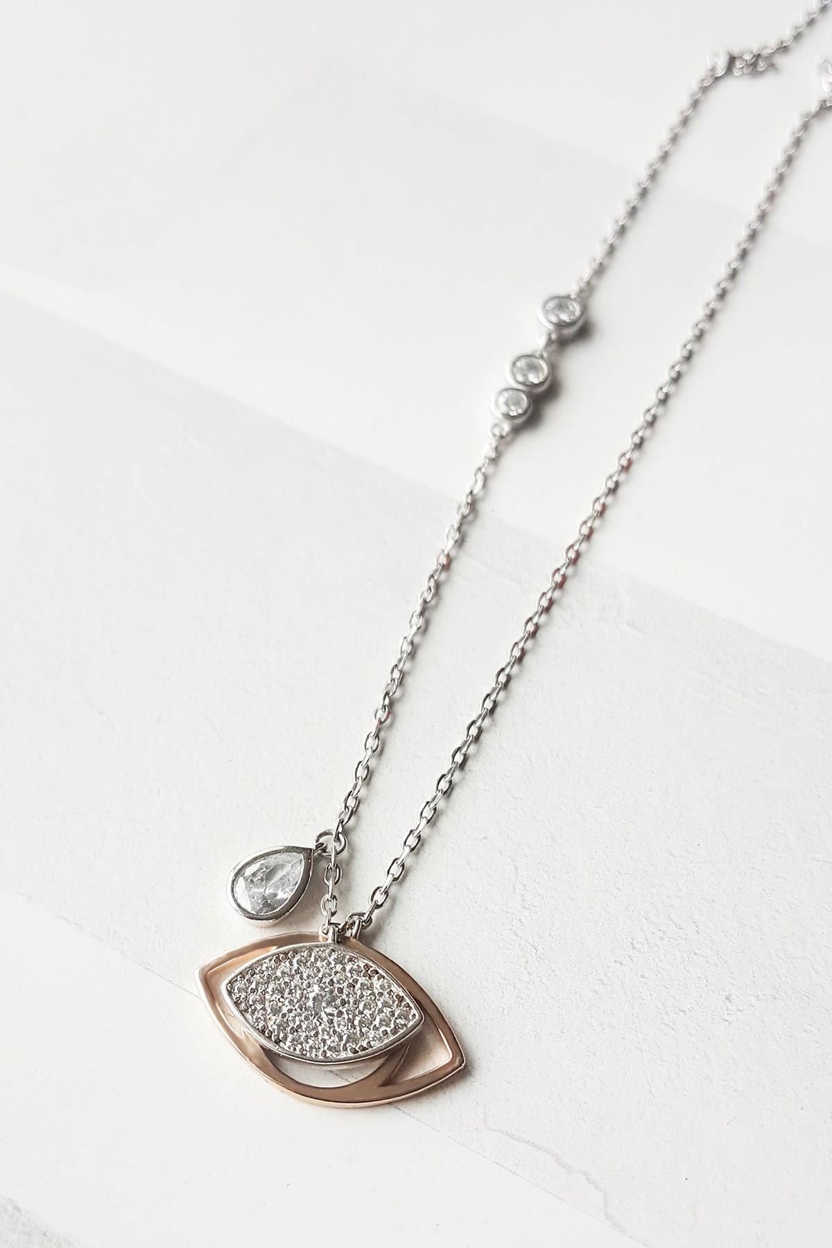 İTHAL GÖZ DAMLA FİGÜR GÜMÜŞ KOLYE