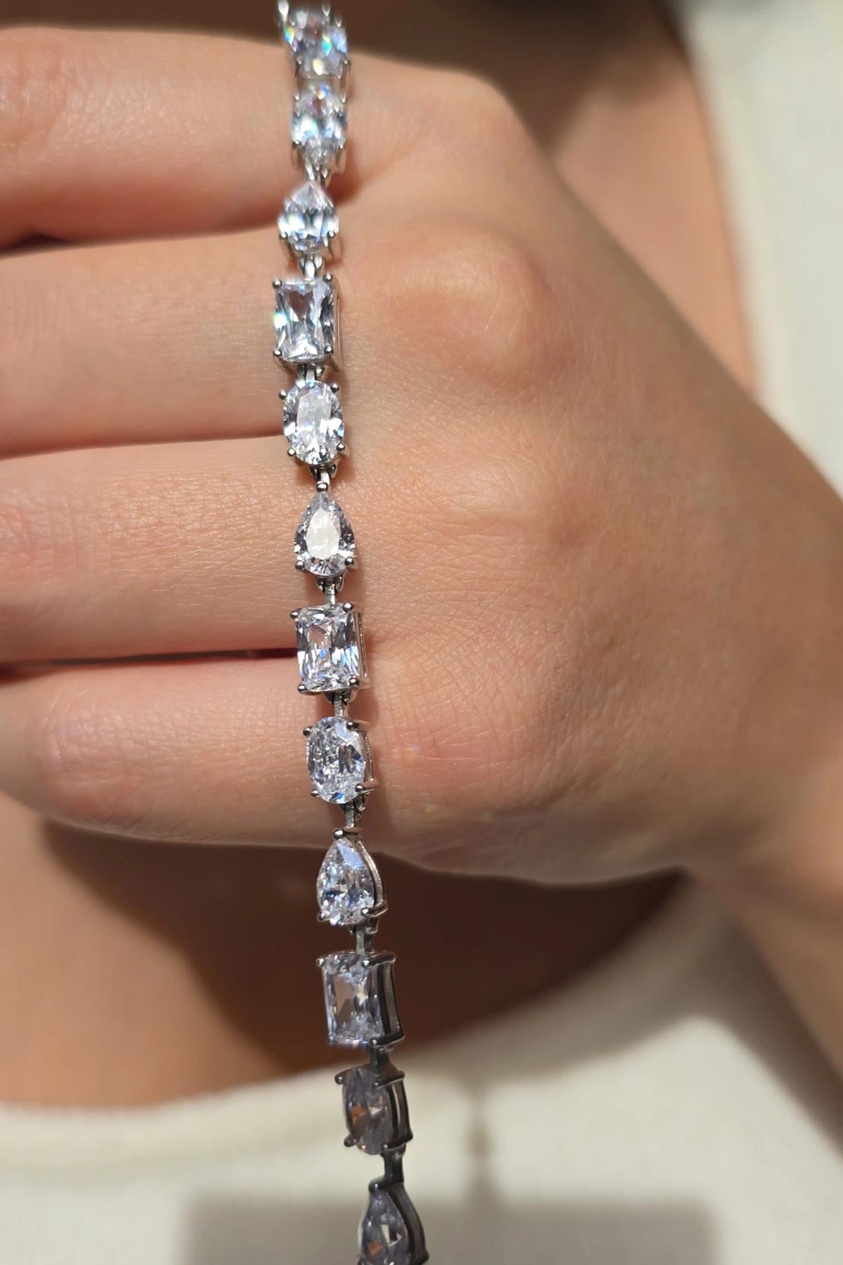 İTHAL MOZANİT DAMLA DİKDÖRTGEN GÜMÜŞ BİLEKLİK