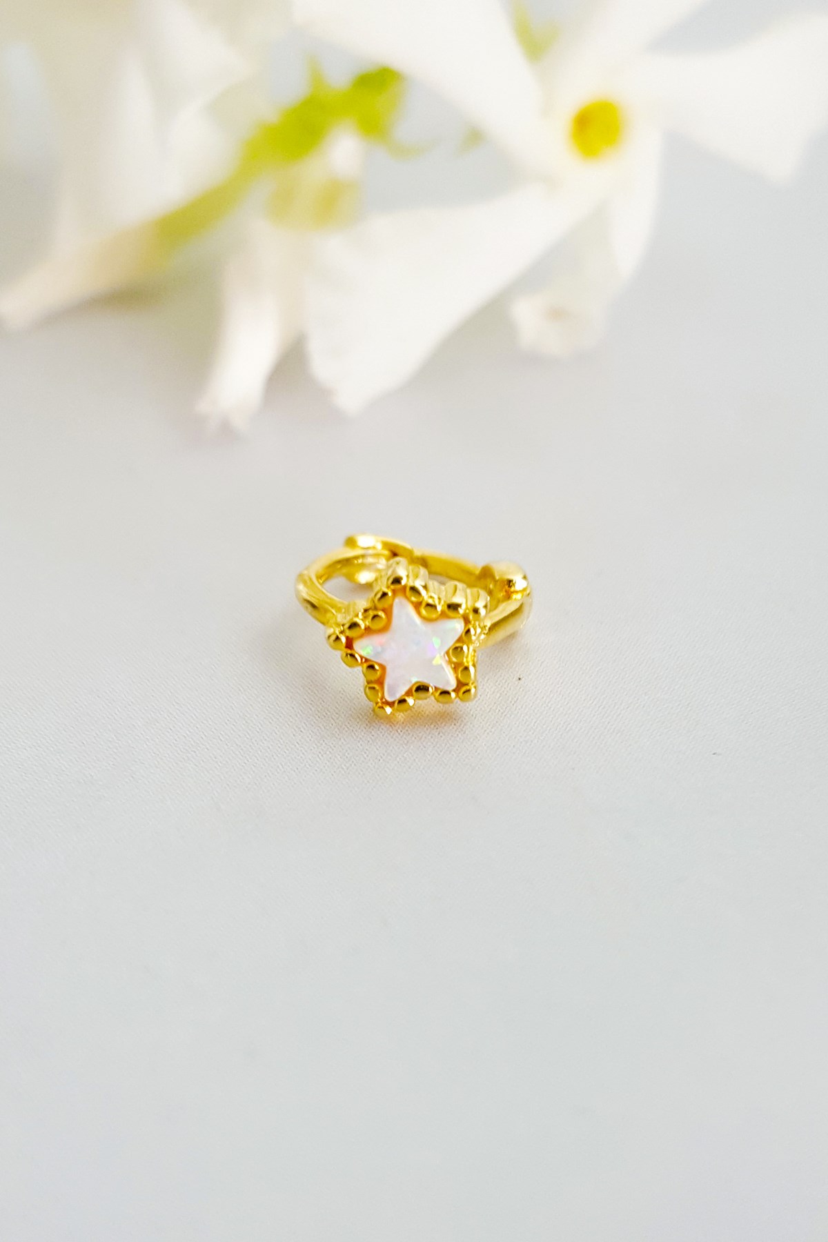 İthal Sedef Opal Star Gümüş Tragus Küpe