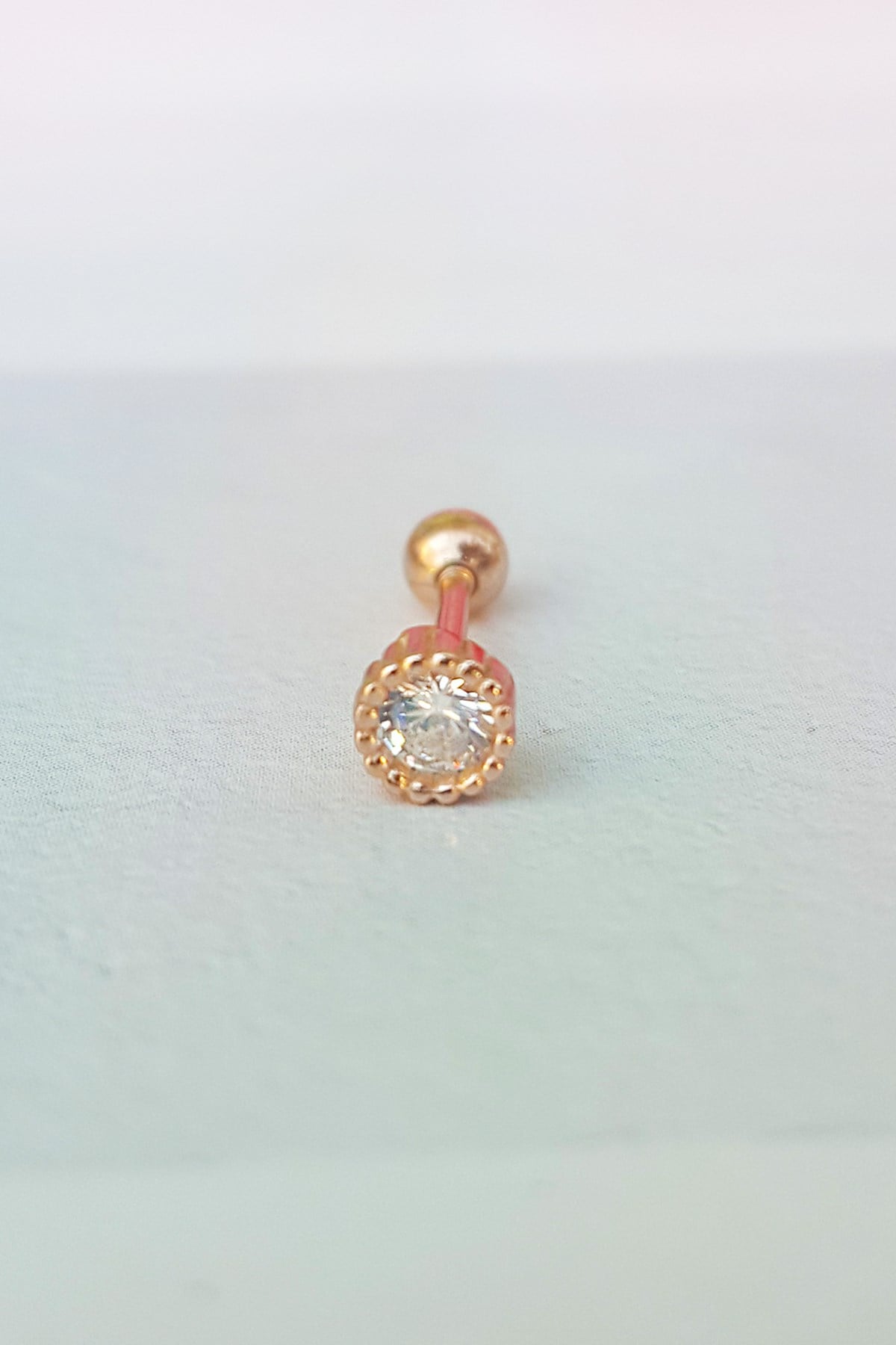 İthal Tek Taş Gümüş Piercing Küpe