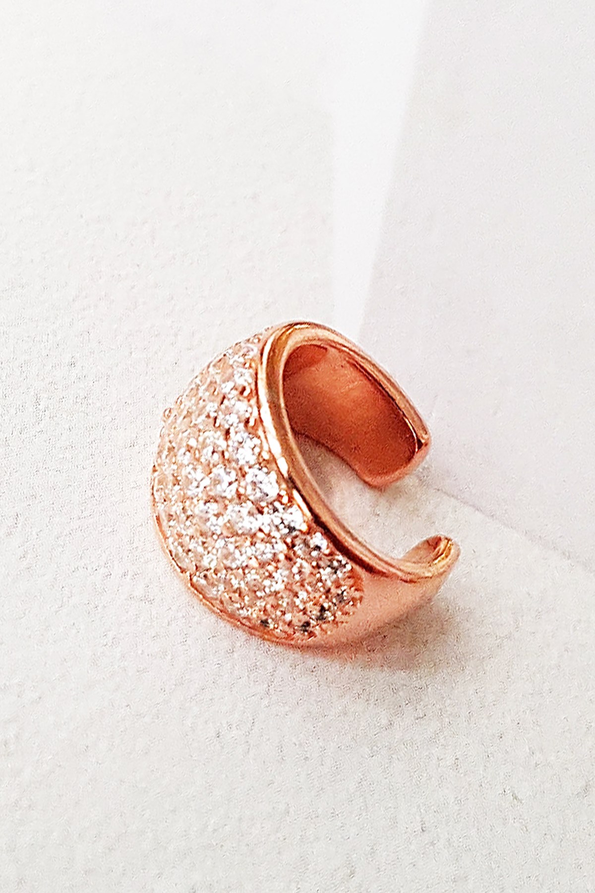 İTHAL U TAŞLI ROSE KAPLAMA GÜMÜŞ CUFF