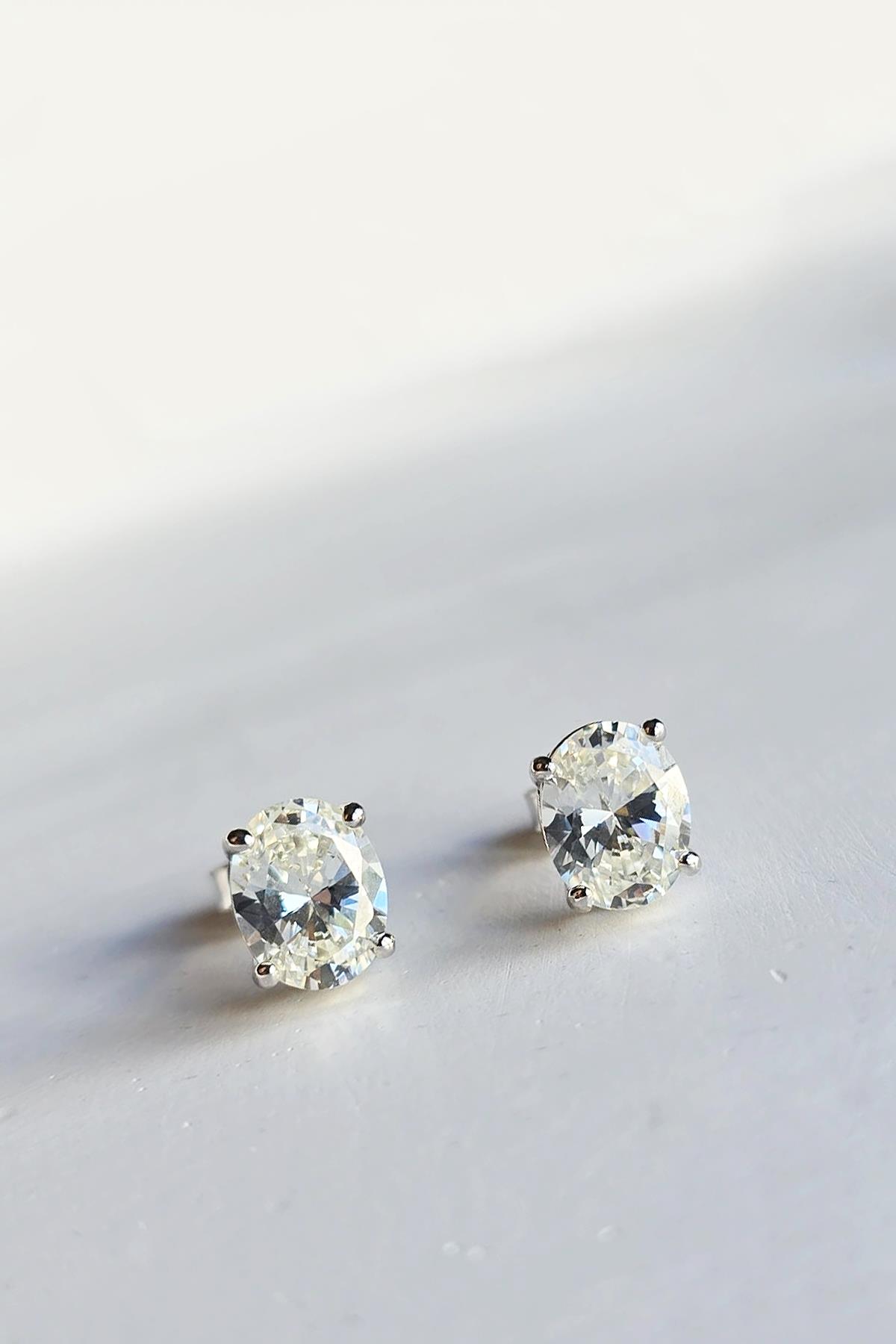 MOZANİT OVAL 9MM GÜMÜŞ KÜPE