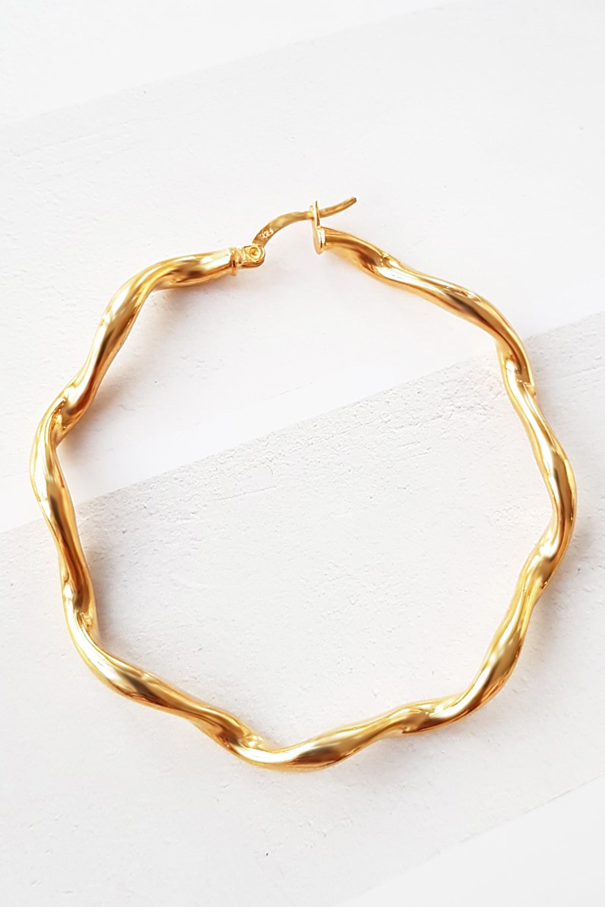 TEKLİ 5.5 CM AUGER HALKA GOLD GÜMÜŞ KÜPE