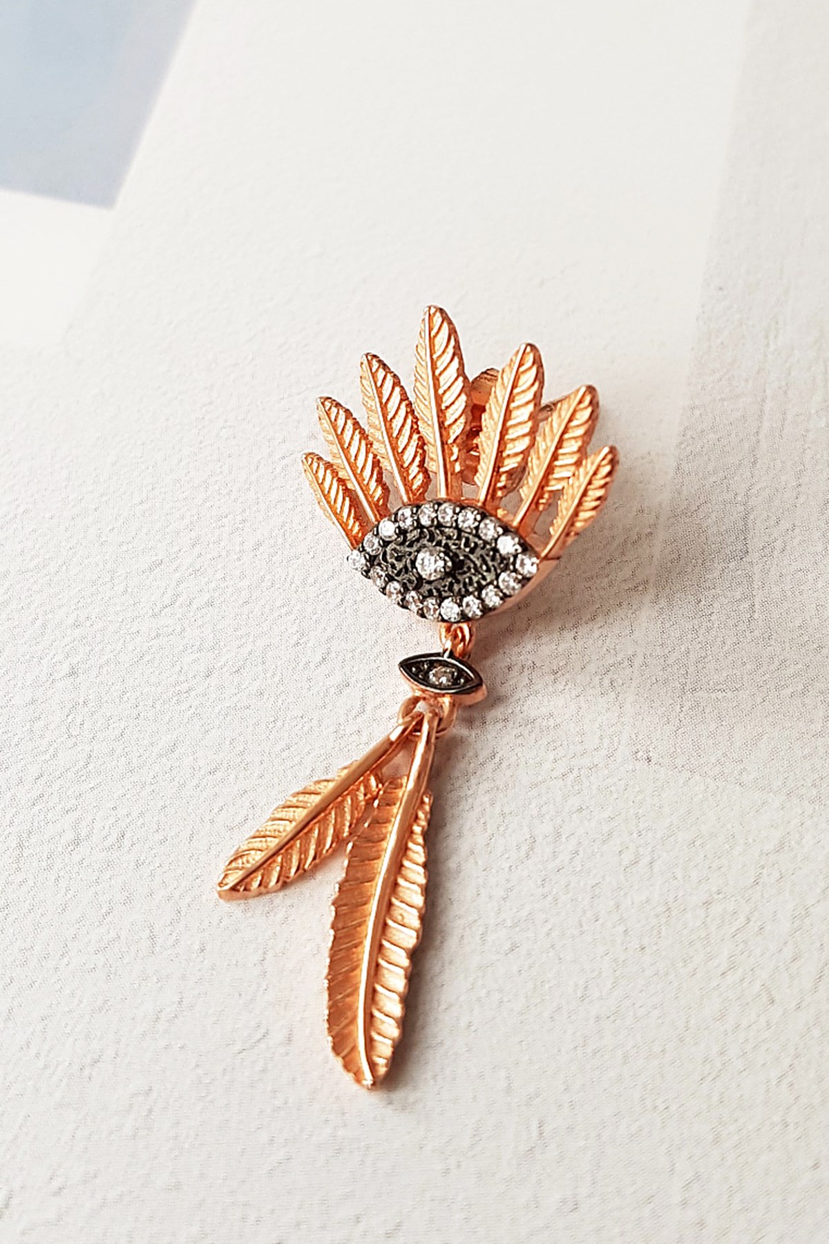 TEKLİ BLACK EYE LEAF GÜMÜŞ KÜPE