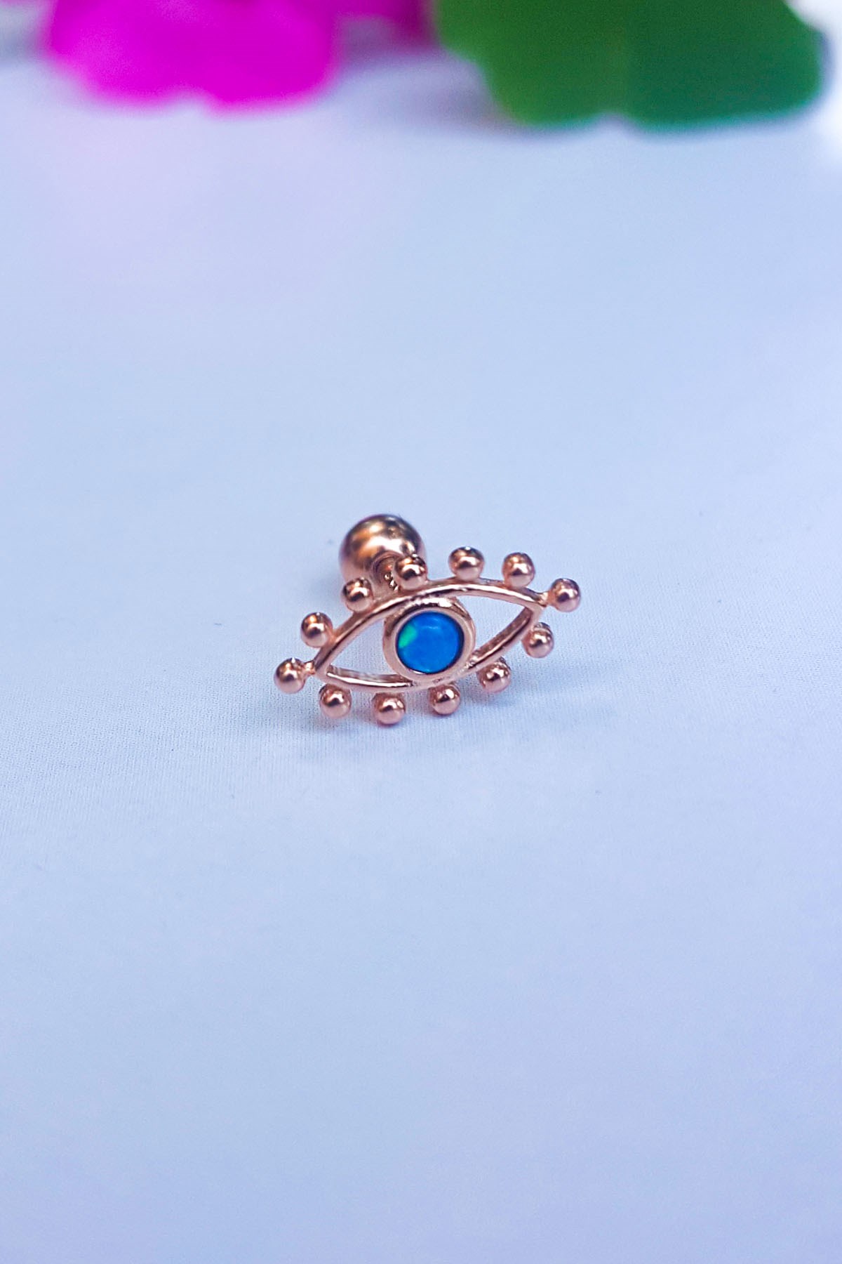 Tekli, Eye Opal Taşlı  Piercing Küpe