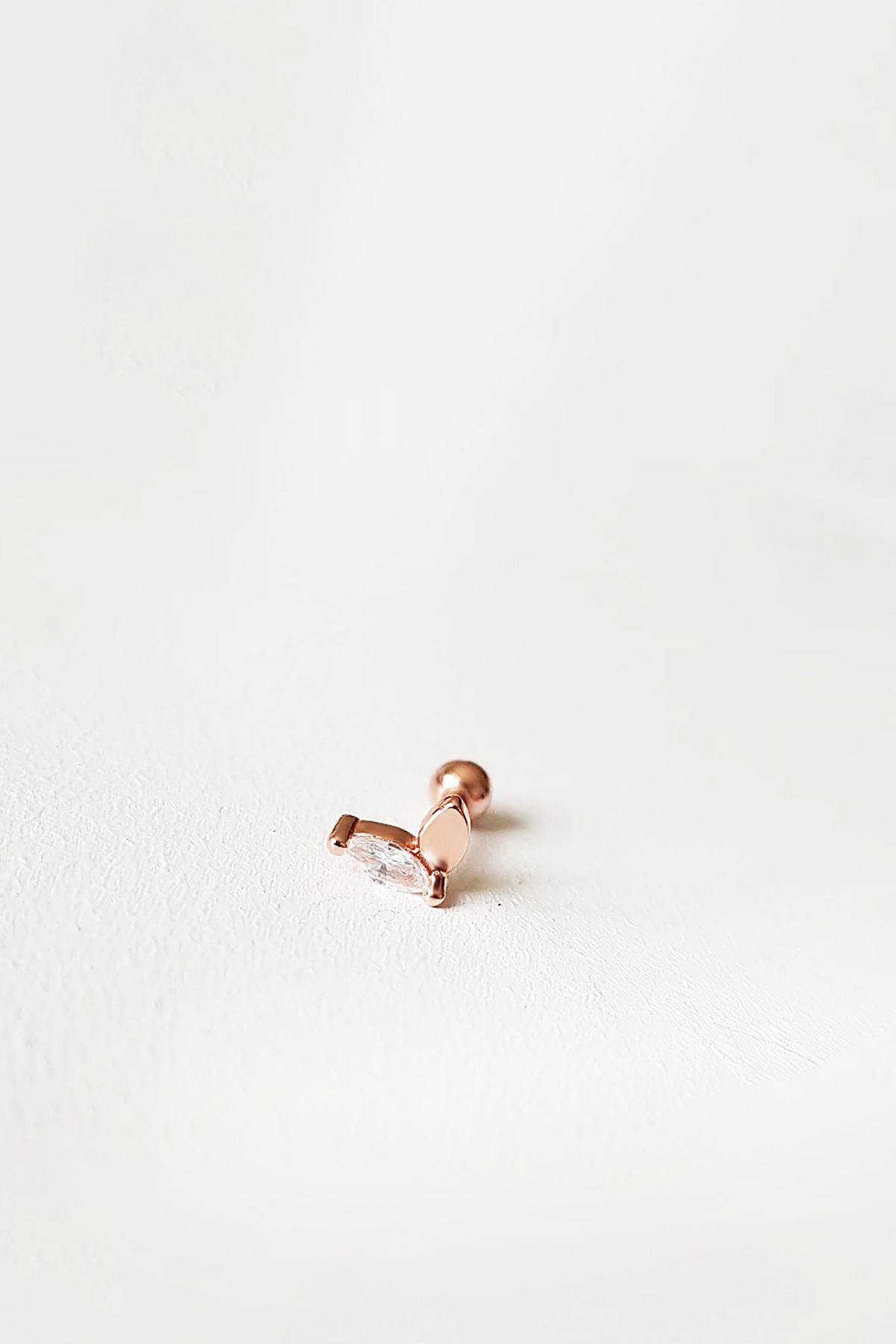 TEKLİ İTHAL KELEBEK DAMLA GÜMÜŞ KÜPE PİERCİNG 