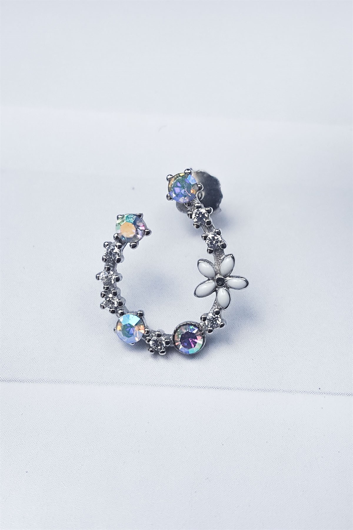 TEKLi, İTHAL SAĞ TARAFLI FLOWER RENKLİ GÜMÜŞ KÜPE