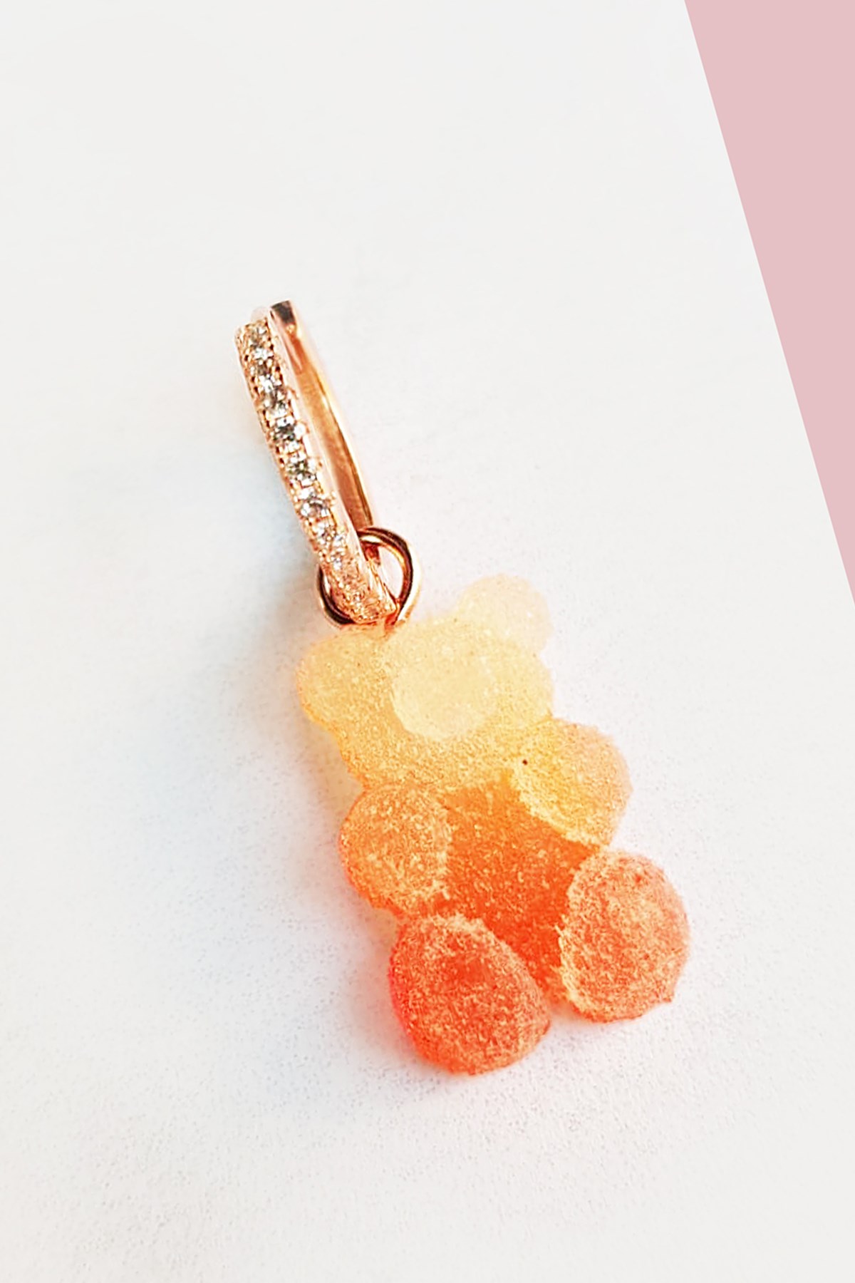 TEKLİ İTHAL SARI TURUNCU CANDY BEAR GÜMÜŞ KÜPE