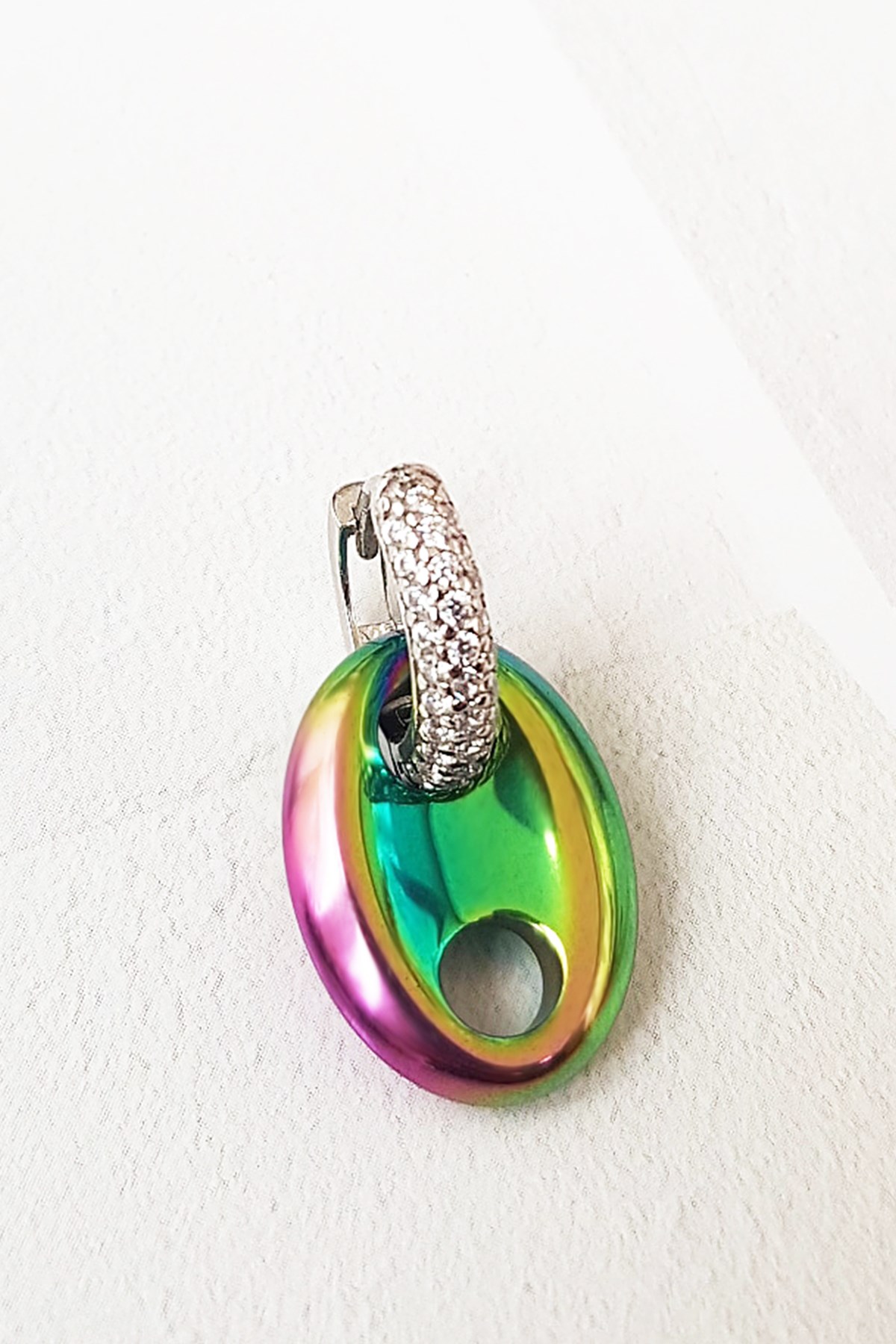 TEKLİ MİD MİX LOVE HEMATİT TAŞLI GÜMÜŞ KÜPE