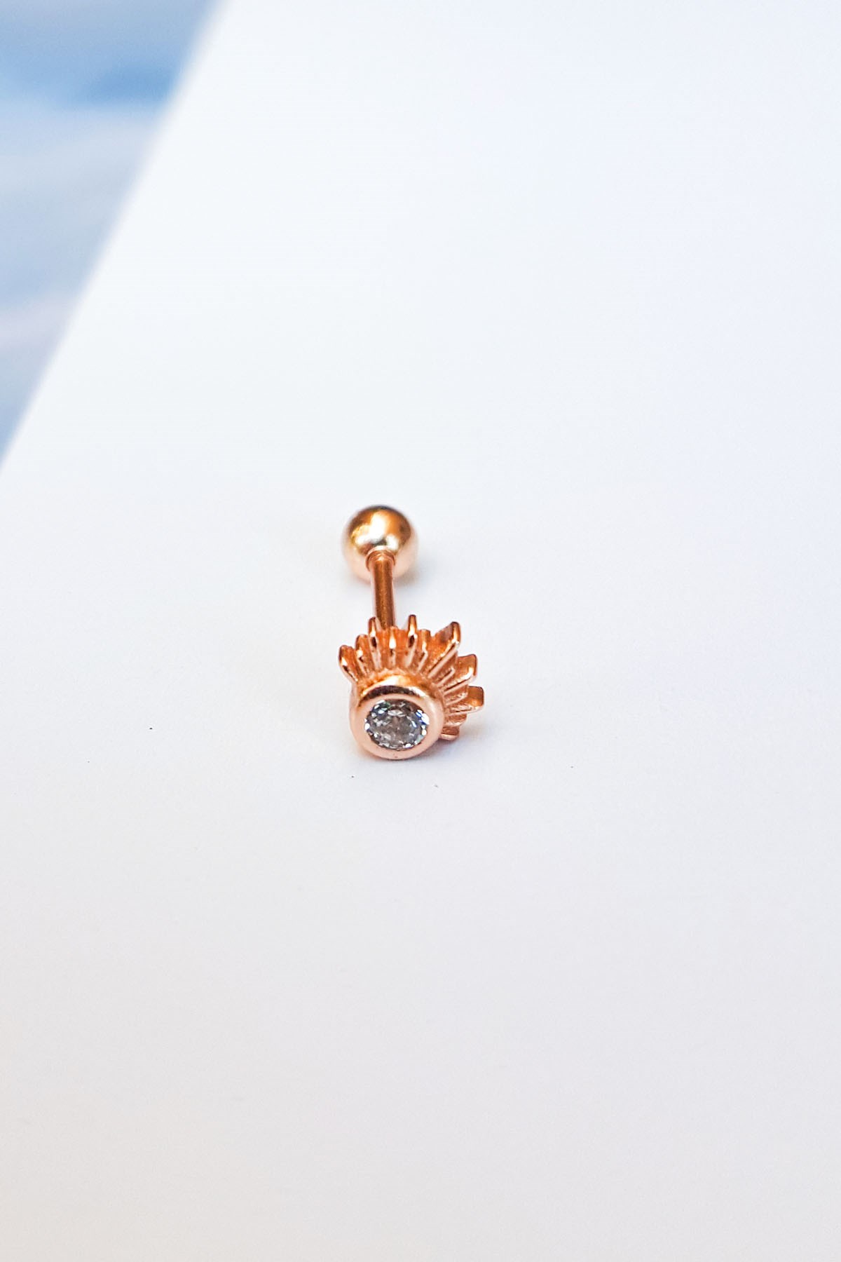 Tekli, Tek Taş Star Gümüş Piercing Küpe